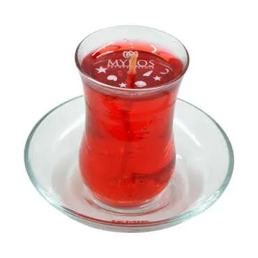 Toptan İzmir Temalı Myros Çay Bardağı Şeffaf Mum - Standart - 2