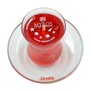 Toptan İzmir Temalı Myros Çay Bardağı Şeffaf Mum - Standart - 3