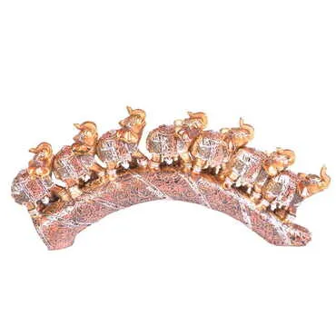 Polyester Elephant Family On Branch Figurine Of 7 Pcs 235x115x30 mm