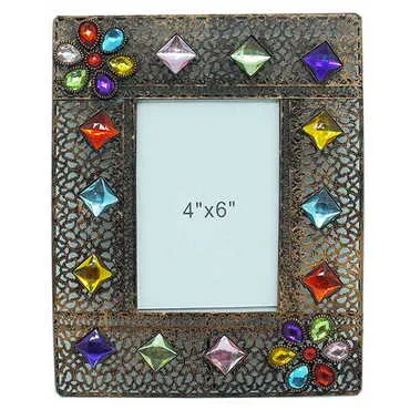 Metal Flower Beads Photo Frame 260x210 mm
