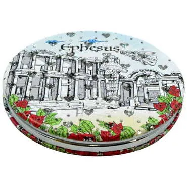 Toptan Efes Temalı Myros Yuvarlak Pu Ayna - 4