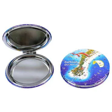 Fethiye Themed Custom Printed Round Pocket Mirror