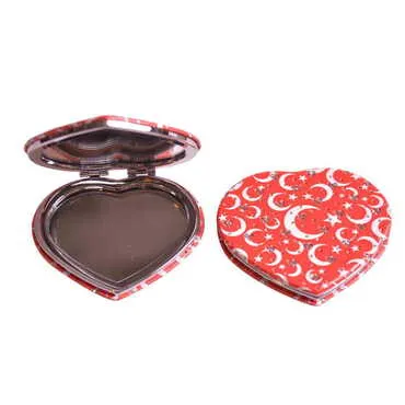 Turkey Themed Custom Printed Heart Shape Compact Mirror