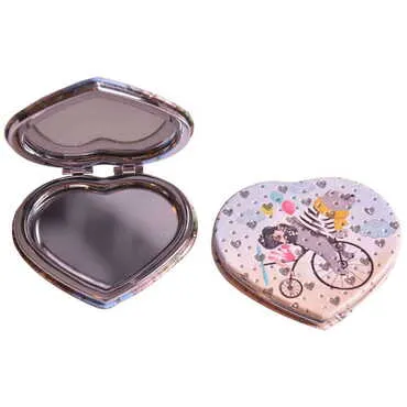 Cute Animals Themed Custom Printed Heart Shape Compact Mirror