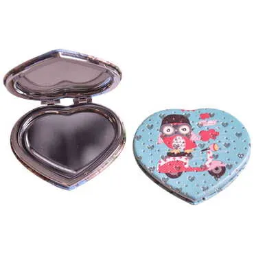 Cute Animals Themed Custom Printed Heart Shape Compact Mirror - Standart - 3