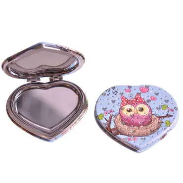 Cute Animals Themed Custom Printed Heart Shape Compact Mirror - Standart - 4