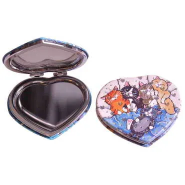 Cute Animals Themed Custom Printed Heart Shape Compact Mirror - Standart - 5