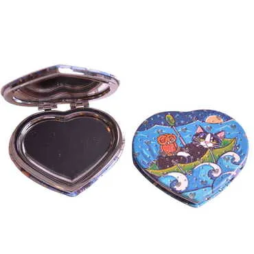 Cute Animals Themed Custom Printed Heart Shape Compact Mirror - Standart - 6