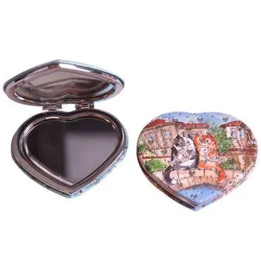 Cute Animals Themed Custom Printed Heart Shape Compact Mirror - Standart - 7