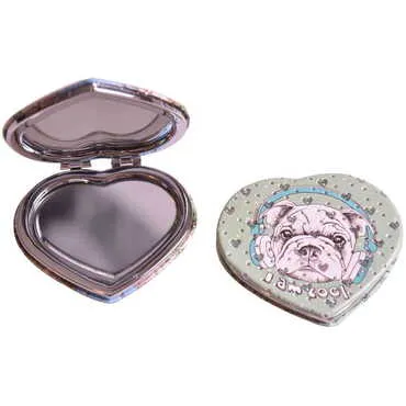 Cute Animals Themed Custom Printed Heart Shape Compact Mirror - Standart - 10