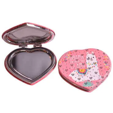 Cute Animals Themed Custom Printed Heart Shape Compact Mirror - Standart - 11