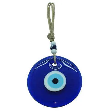 Flax Yarn Knitted Glass Evil Eye Wall Hanging No : 6 130 mm
