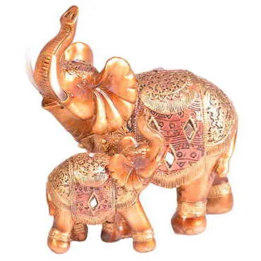 Polyester Mother & Baby Elephant Figurine