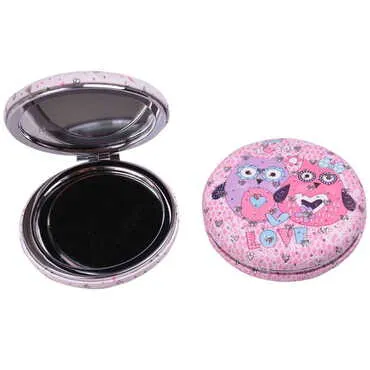 Cute Animals Themed Custom Printed Round Curved Pocket Mirror - Standart - 11