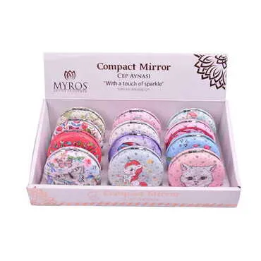 Cute Animals Themed Custom Printed Round Curved Pocket Mirror - Standart - 13