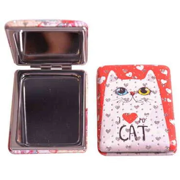 Cute Animals Themed Custom Printed Rectangular Curved Pocket Mirror - Standart - 8