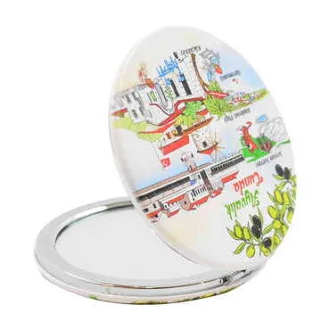 Toptan Ayvalık Temalı Myros Yuvarlak Özelleştirilmiş Pu Ayna 72x11 mm - 3
