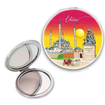 City Themed Customised Uv Printed Round Compact Mirror 72x11 mm - Standart - 2