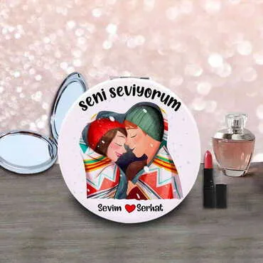 Sweetheart Themed Customised Uv Printed Round Compact Mirror 72x11 mm