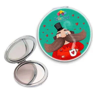 Theme Park Themed Customised Uv Printed Round Compact Mirror 72x11 mm