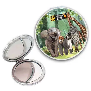 Zoo Themed Customised Uv Printed Round Compact Mirror 72x11 mm