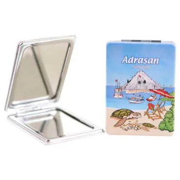 Adrasan Themed Customised Uv Printed Rectangle Compact Mirror 85x62x11 mm