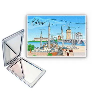 City Themed Customised Uv Printed Rectangle Compact Mirror 85x62x11 mm