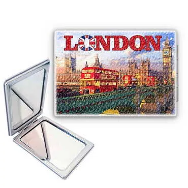 City Themed Customised Uv Printed Rectangle Compact Mirror 85x62x11 mm - Standart - 2