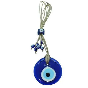 Flax Yarn Knitted Glass Evil Eye Wall Hanging No : 2 75 mm