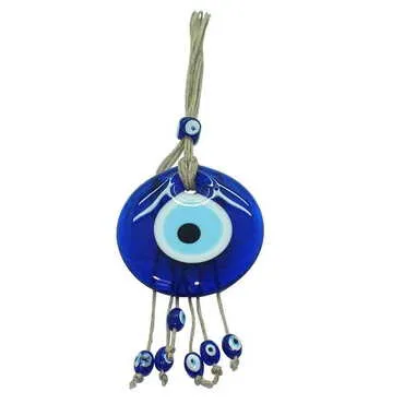 Flax Yarn Knitted Glass Evil Eye Wall Hanging No : 3 85 mm