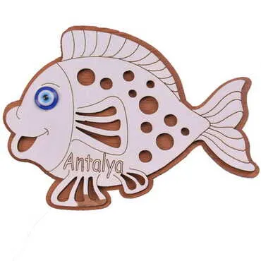 Fish Themed Wooden Engraved Souvenir Fridge Magnet