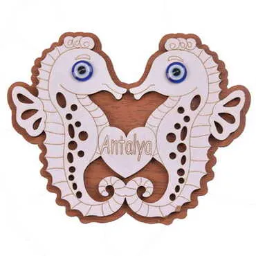 Sea Creatures Themed Wooden Engraved Souvenir Fridge Magnet