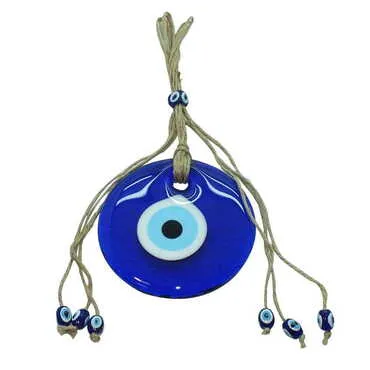 Flax Yarn Knitted Glass Evil Eye Wall Hanging No : 4 105 mm