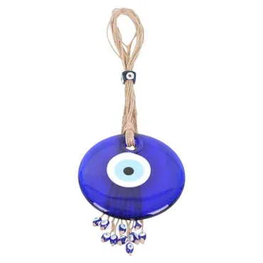 Flax Yarn Knitted Glass Evil Eye Wall Hanging No : 6 130 mm