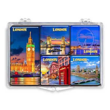 City Themed Epoxy Dome Souvenir Fridge Magnet Set of 5 pcs - Standart - 2