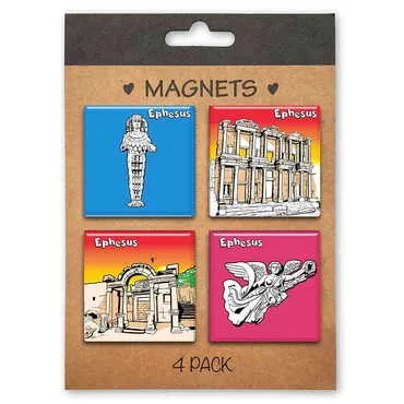 Museum Themed Epoxy Dome Souvenir Fridge Magnet Set of 4 pcs 40x40 mm each - Standart