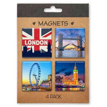 City Themed Epoxy Dome Souvenir Fridge Magnet Set of 4 pcs 40x40 mm each - Standart - 2
