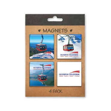 Toptan Teleferik Temalı Myros Dörtlü Kartonetli Magnet Seti 40x40 mm