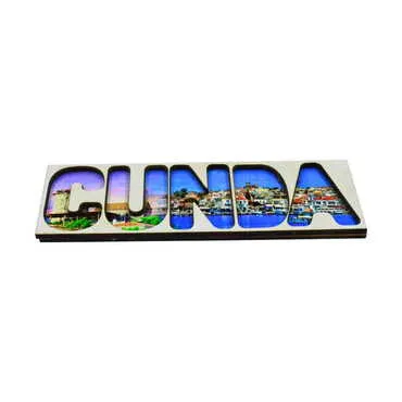 Cunda Themed Wooden Customised City Name Letter Souvenir Fridge Magnet - Standart - 2