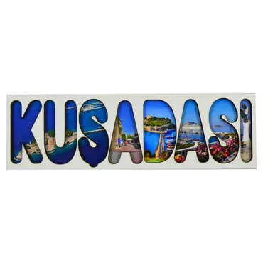 Toptan Kuşadası Temalı Myros Yazı Ahşap Magnet