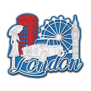 London Themed Wooden Customised City Name Letter Souvenir Fridge Magnet - Standart - 3