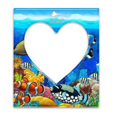 Toptan Aquapark Temalı Myros Kalpli Magnet Fotoğraf Çerçevesi 95x110 mm