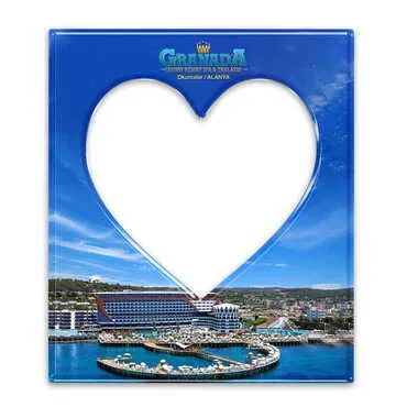 Toptan Otel Temalı Myros Kalpli Magnet Fotoğraf Çerçevesi 95x110 mm
