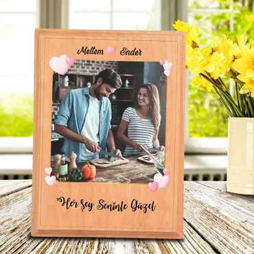 Toptan Sevgiliye Özel Fotoğraflı Ahşap Masaüstü Pano