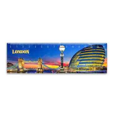 London Themed Epoxy Dome Souvenir Magnetic Ruler Magnet 165x50 mm - Standart - 2