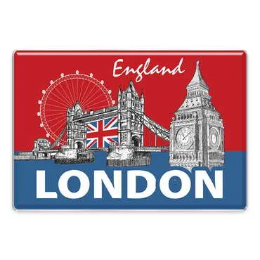 London Themed Epoxy Dome Rectangular Souvenir Fridge Magnet 95x65 mm - Standart - 4