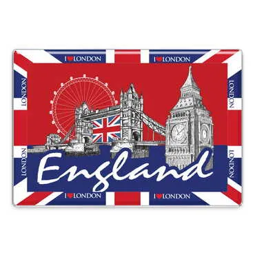 London Themed Epoxy Dome Rectangular Souvenir Fridge Magnet 95x65 mm - Standart - 5