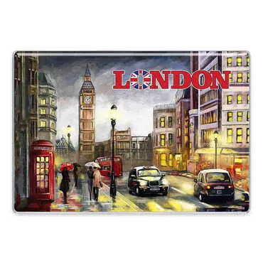 London Themed Epoxy Dome Rectangular Souvenir Fridge Magnet 95x65 mm - Standart - 7