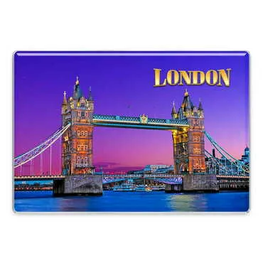 London Themed Epoxy Dome Rectangular Souvenir Fridge Magnet 95x65 mm - Standart - 9