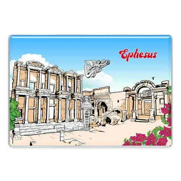 Museum Themed Epoxy Dome Rectangular Souvenir Fridge Magnet 95x65 mm